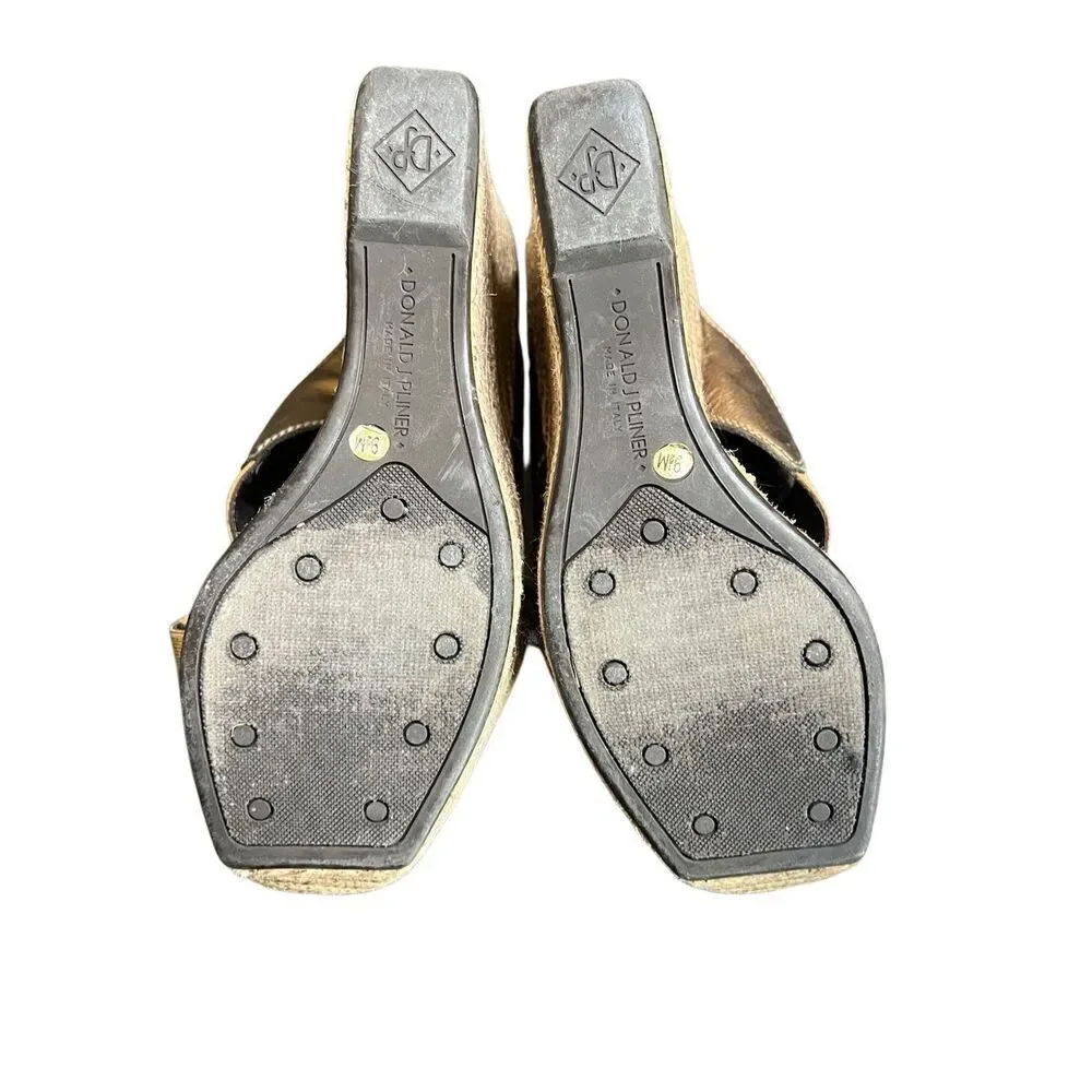 Donald J. Pliner Brown Metallic Platform Wedges Size 9.5